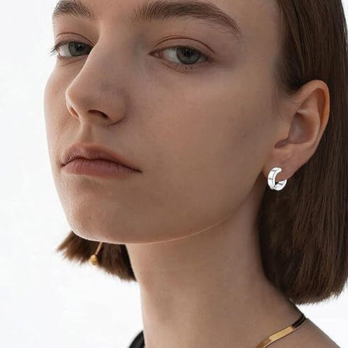 316L Surgical Steel Clip On Men Women Hypoallergenic Non-piercing Hoop Earrings